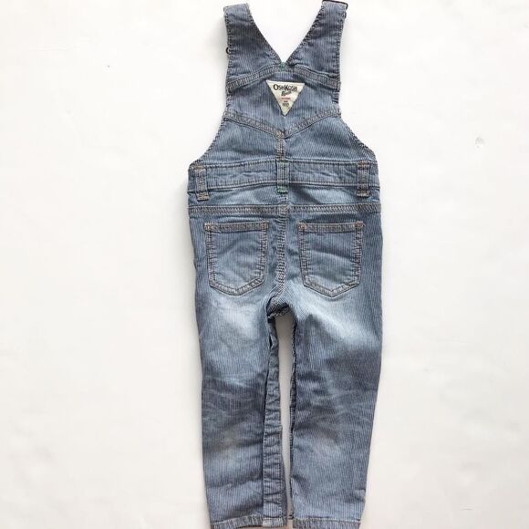 Oshkosh blue stripe button denim overalls EUC 24m - Picture 5 of 5
